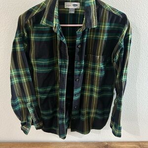 Plaid Button-Up Shirt - Green/Black - Old Navy